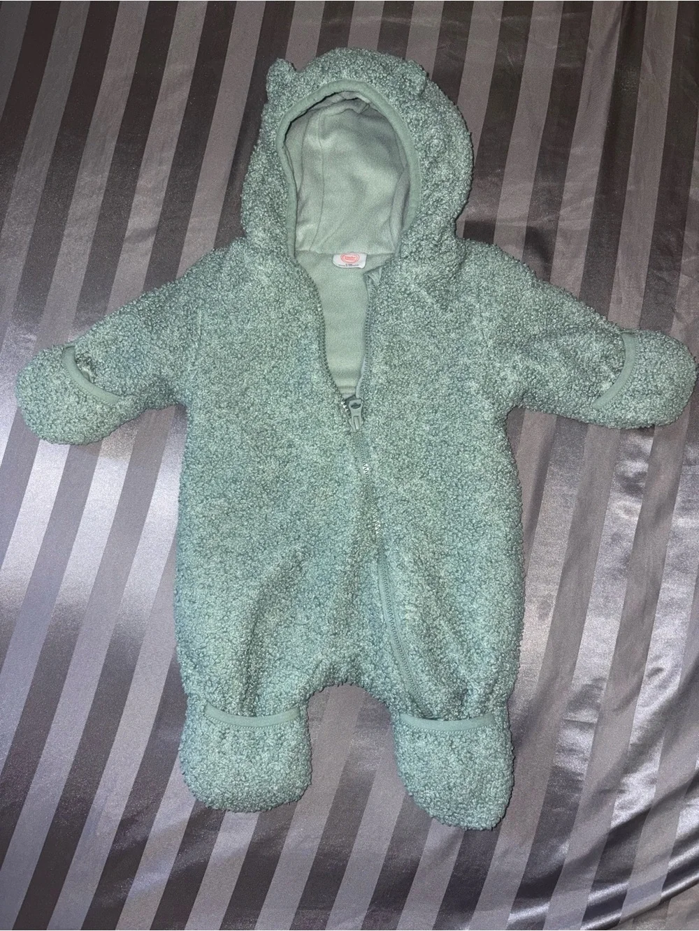 Cozy Mint Green Teddy One-Piece with Hood